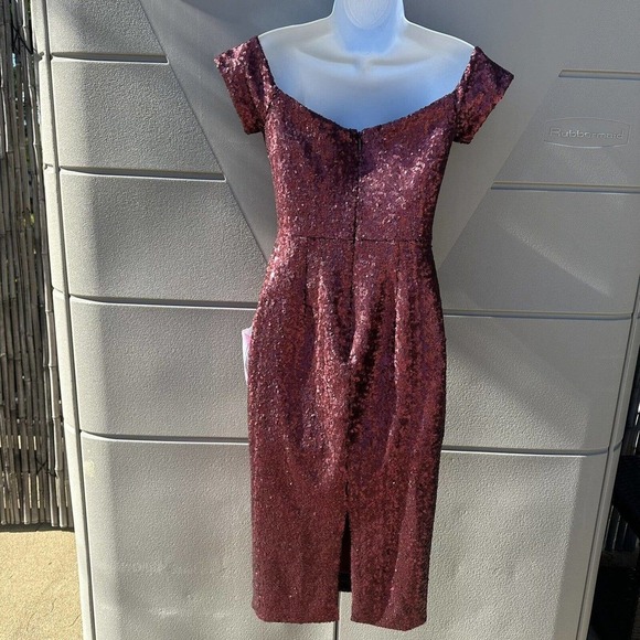 Dress the Population Jada Sequin Off The Shoulder Sweetheart Ruby Red Dress XS - Picture 7 of 8